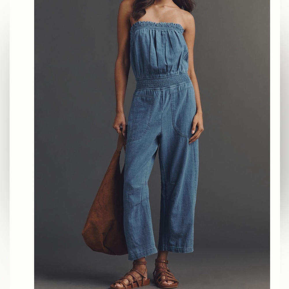 100% Cotton Strapless Jumpsuit NWT SZ S and M (also have adjustable straps)